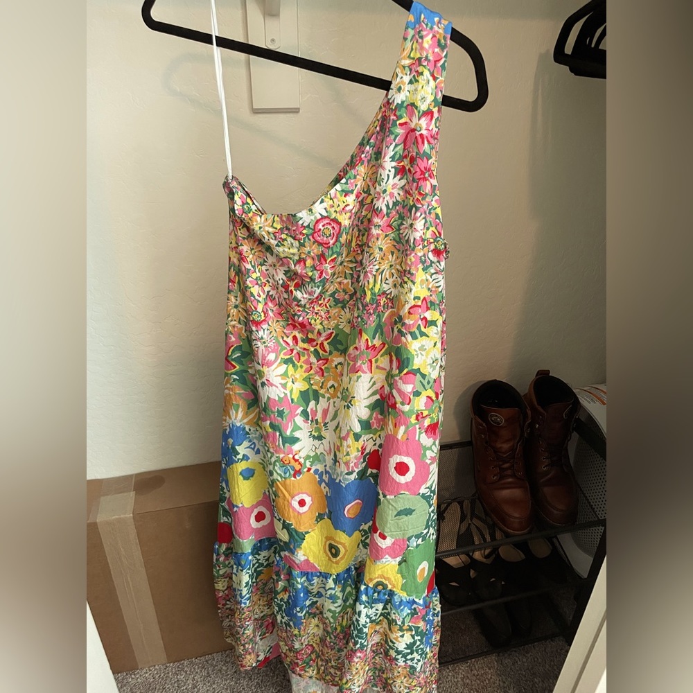 Sarah Campbell x Anthropologie one shoulder ruffle dress, NWT, size S